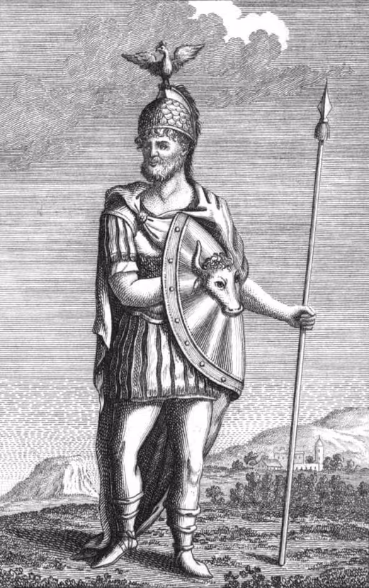 Dobová rytina boha Radegasta z knihy A. S. Kajsarova Slovanská a ruská mytologie, 1804